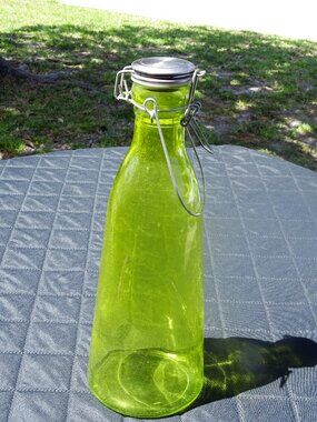 Yellow Tall Glass Bottle with Swing Top 11"